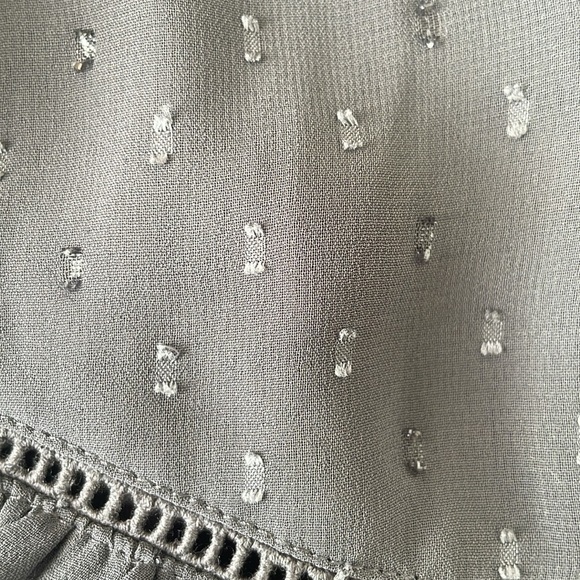 Ann Taylor grey high collared chiffon ruffled blouse with dots and subtle bling - Picture 13 of 13